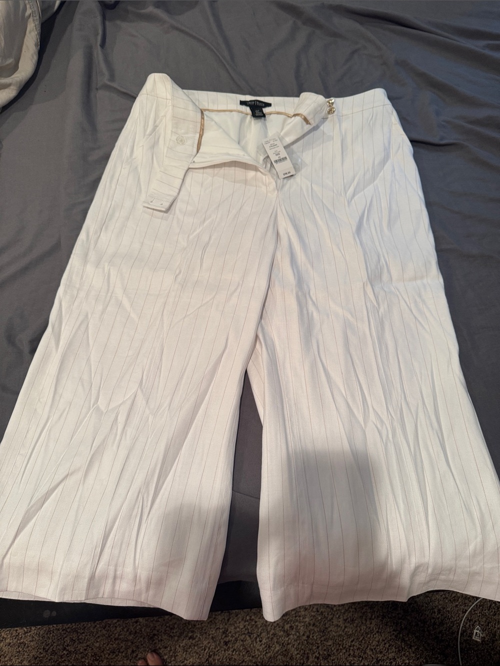 White House Black Market White Pinstripe Wide-Leg Capris